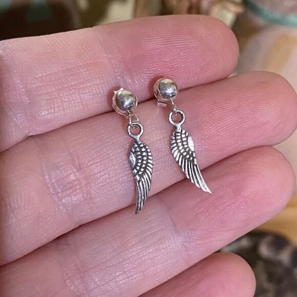 Wing Sterling Silver Drop Earrings - Picture 3 of 3